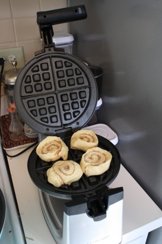 Raw rolls in the waffle iron