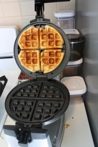 Cooked rolls in the waffle iron