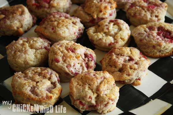 Bite Sized Raspberry White Chocolate Scones - My Chicken Fried Life